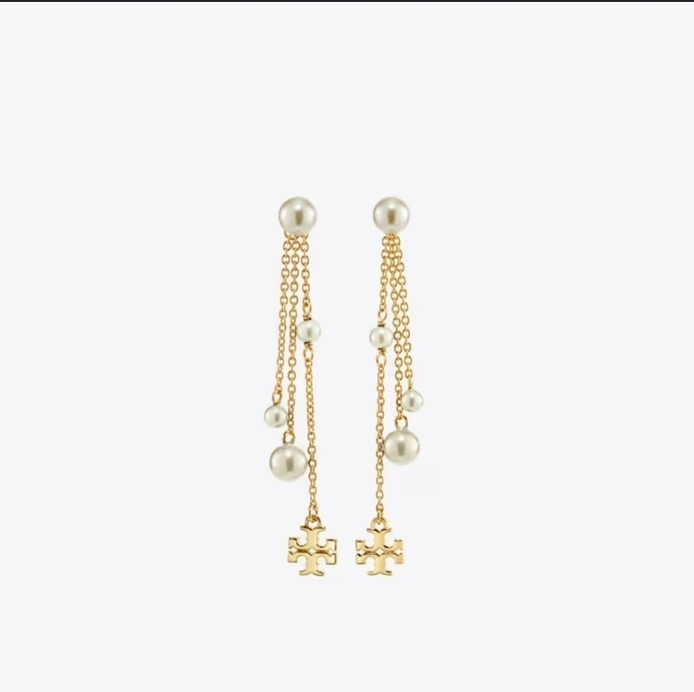 New Tory Burch KIRA PEARL LINEAR EARRING